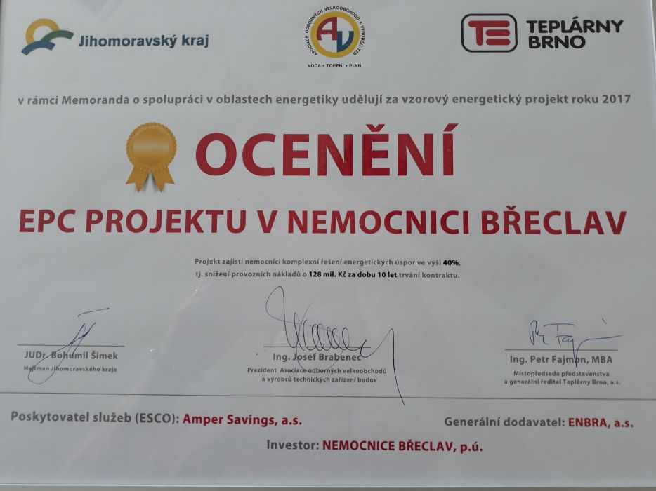 Ocenění vzorový EPC projekt roku 2017