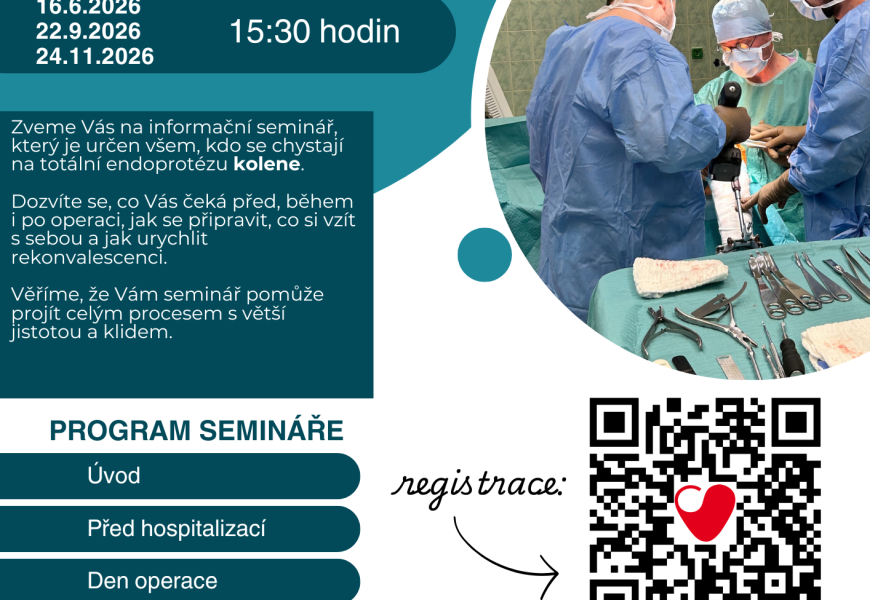 Semináře TEP kyčle a TEP kolene pro pacienty